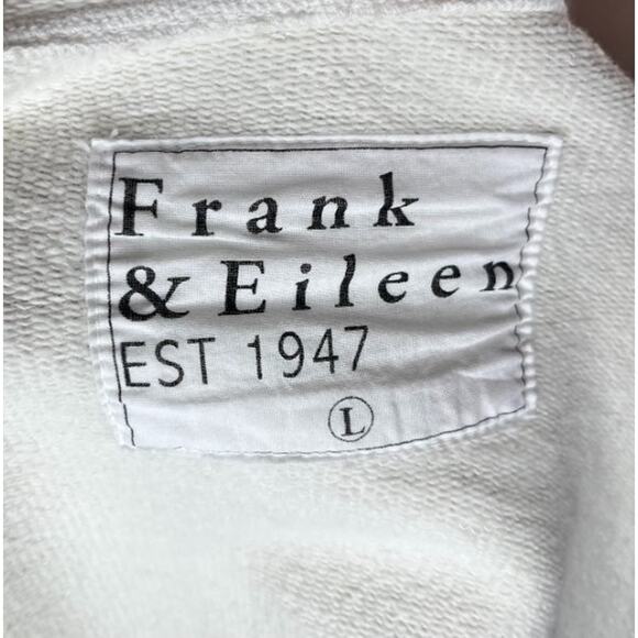 FRANK & EILEEN Sz L Large Beach Cardigan Open Front Triple Fleece Vintage White - Picture 3 of 11